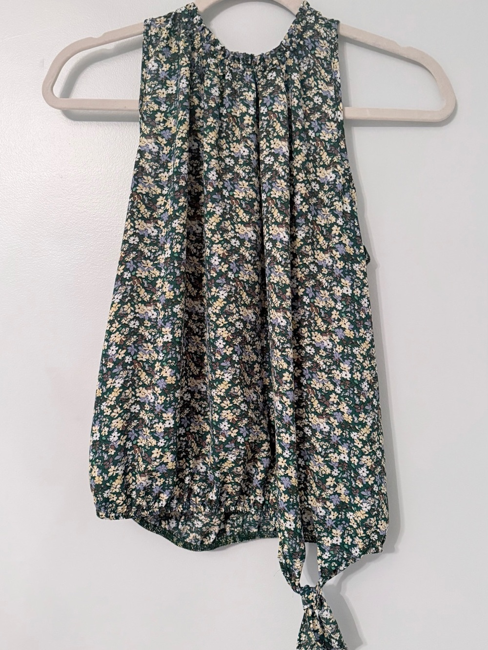 Sienna Sky Green Floral Tie-Hem sleeveless blouse